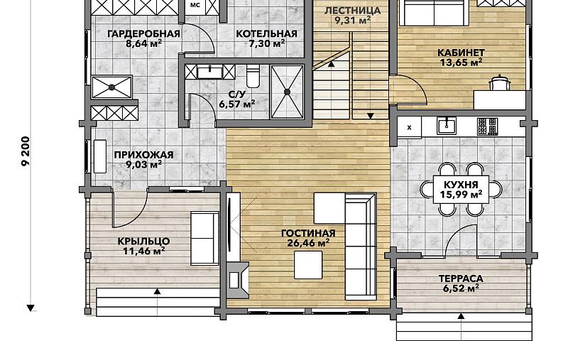 Классические проекты домов из клееного бруса - фото 16