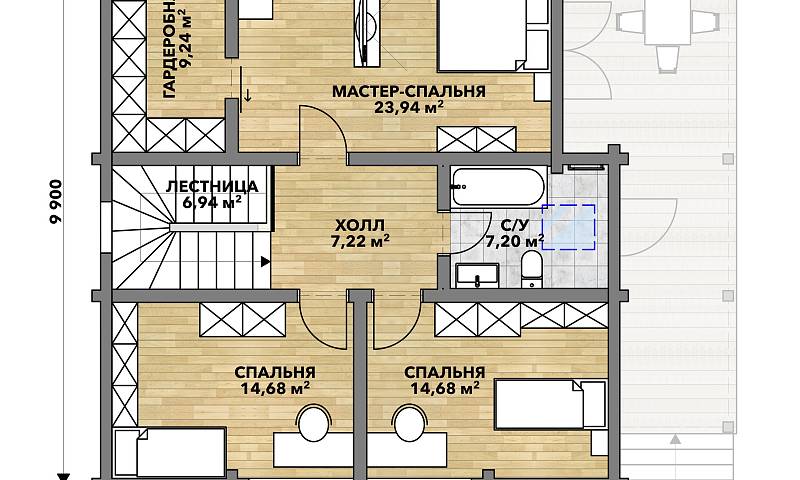 Классические проекты домов из клееного бруса - фото 12